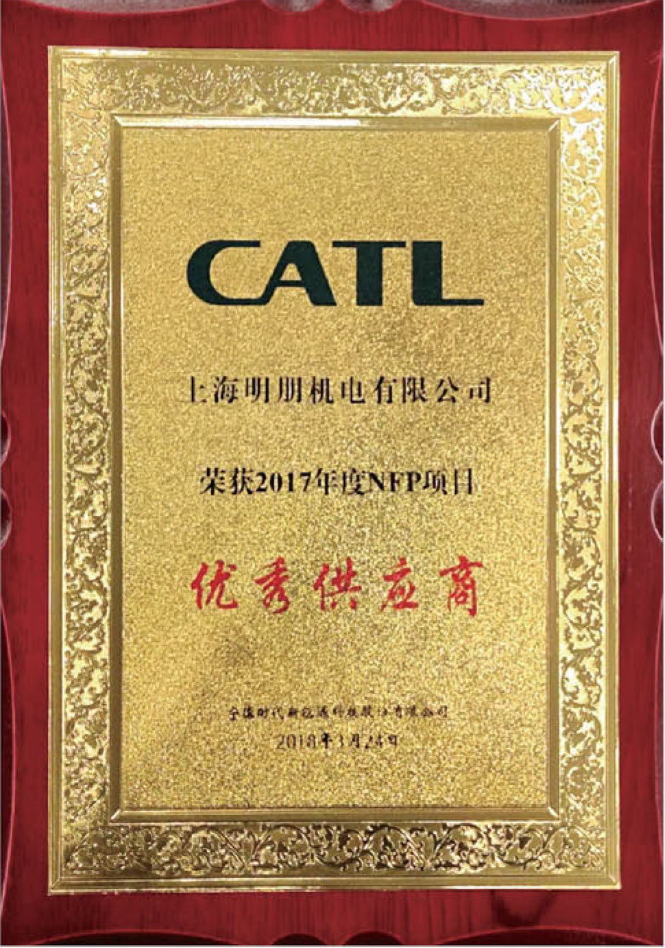 2017年度NFP项目优秀供应商